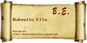 Bukovits Ella névjegykártya
